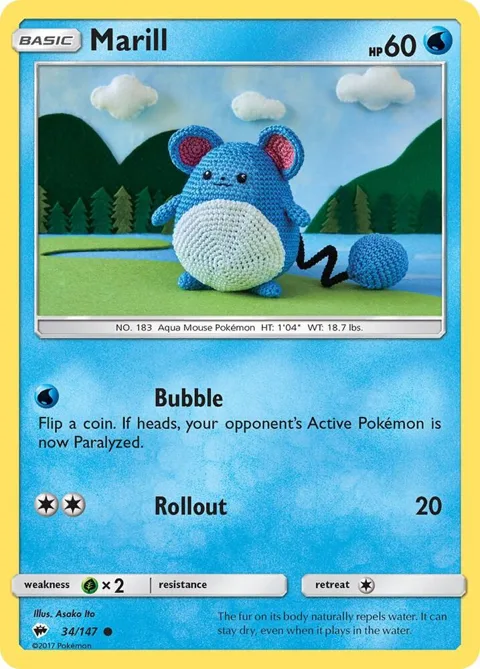Marill #34/147 Pokémon card from SM - Burning Shadows