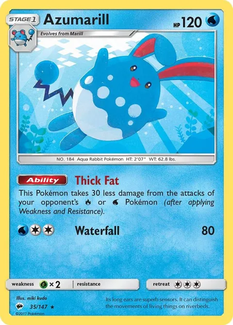 Azumarill #35/147 Pokémon card from SM - Burning Shadows