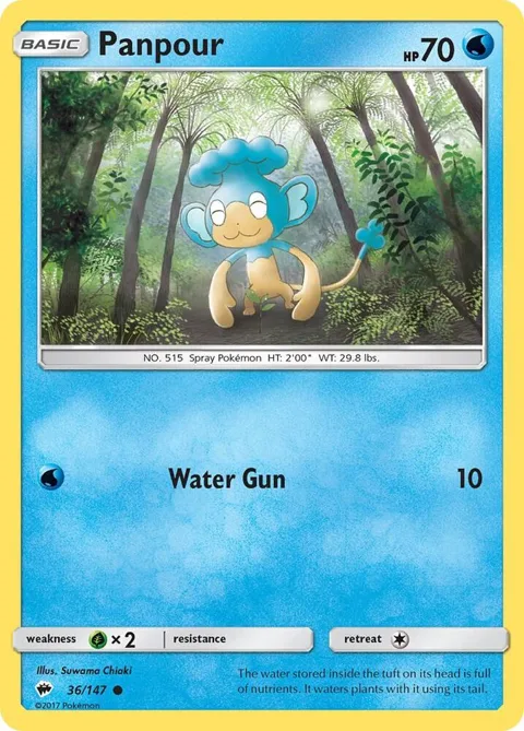 Panpour #36/147 Reverse Holofoil Pokémon card from SM - Burning Shadows