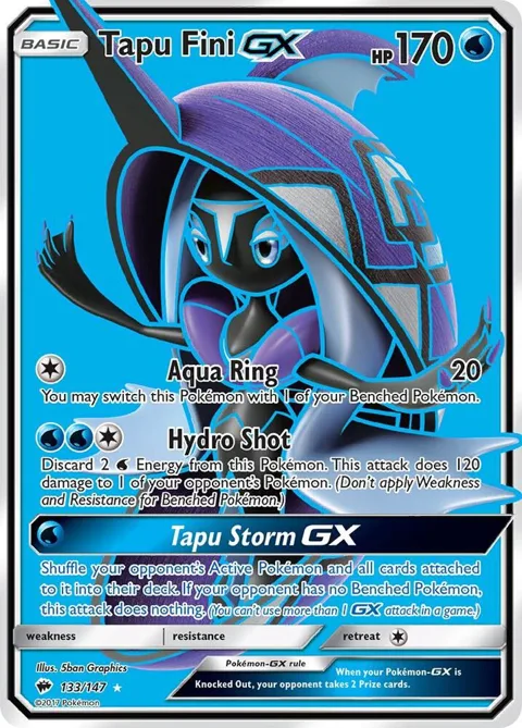 Tapu Fini GX Full Art #133/147 Holofoil Pokémon card from SM - Burning Shadows