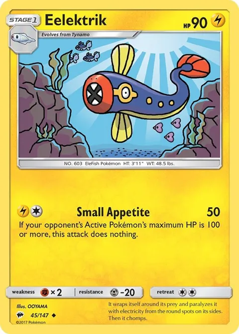 Eelektrik #45/147 Reverse Holofoil Pokémon card from SM - Burning Shadows