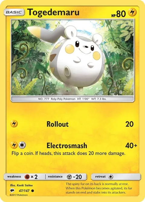 Togedemaru #47/147 Pokémon card from SM - Burning Shadows