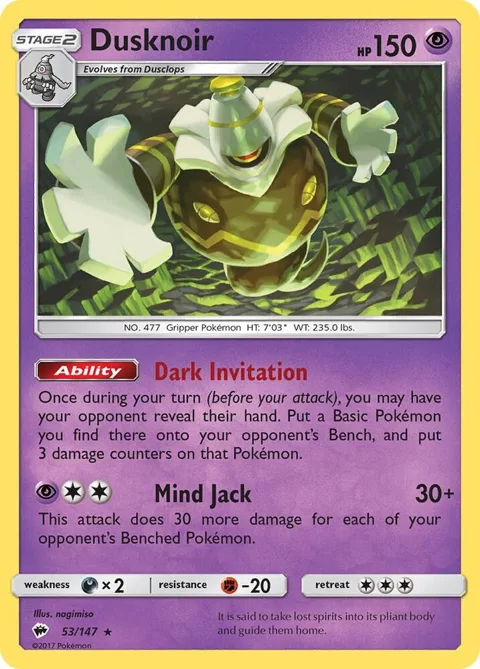 Dusknoir #53/147 Holofoil Pokémon card from SM - Burning Shadows