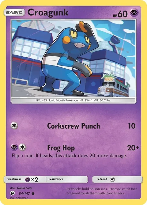 Croagunk #54/147 Pokémon card from SM - Burning Shadows