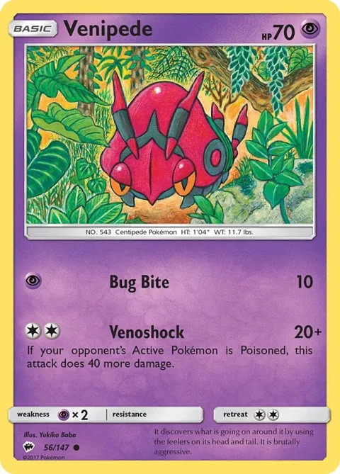 Venipede #56/147 Pokémon card from SM - Burning Shadows