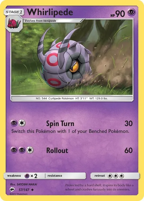 Whirlipede #57/147 Pokémon card from SM - Burning Shadows