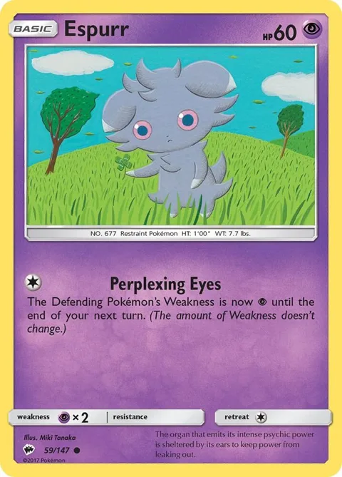 Espurr #59/147 Pokémon card from SM - Burning Shadows