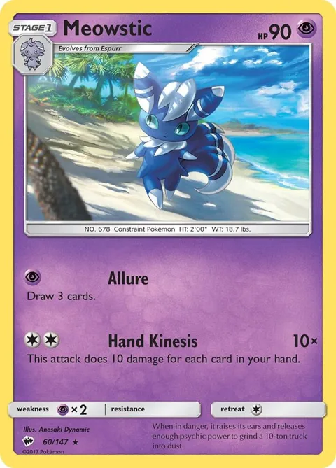 Meowstic #60/147 Reverse Holofoil Pokémon card from SM - Burning Shadows