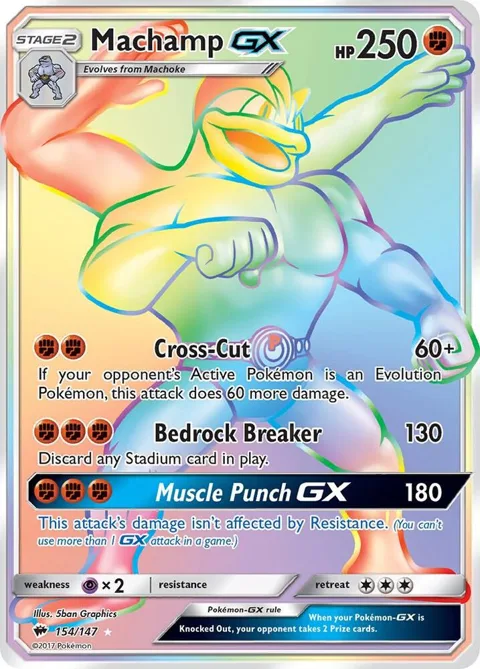 Machamp GX Secret Rare #154/147 Holofoil Pokémon card from SM - Burning Shadows