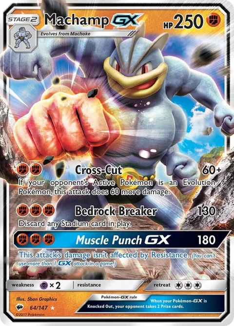 Machamp GX #64/147 Holofoil Pokémon card from SM - Burning Shadows