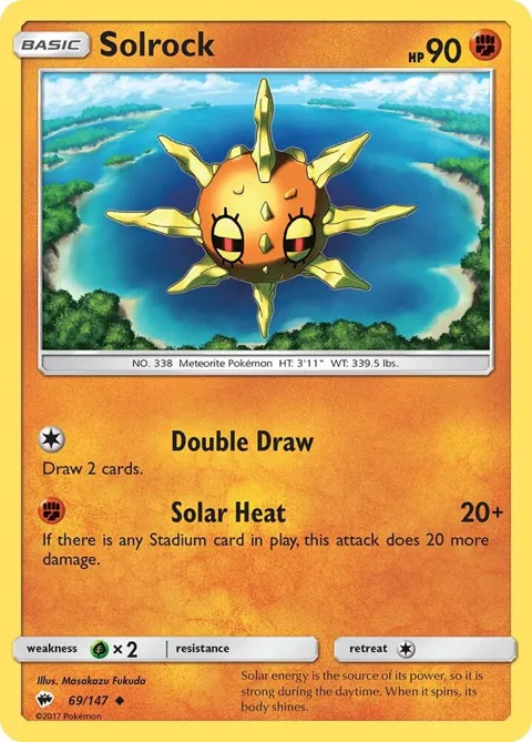 Solrock #69/147 Reverse Holofoil Pokémon card from SM - Burning Shadows