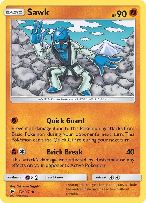Sawk #72/147 Pokémon card from SM - Burning Shadows