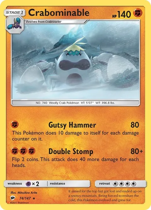 Crabominable #74/147 Reverse Holofoil Pokémon card from SM - Burning Shadows