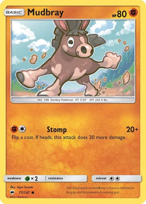 Mudbray #77/147 Pokémon card from SM - Burning Shadows