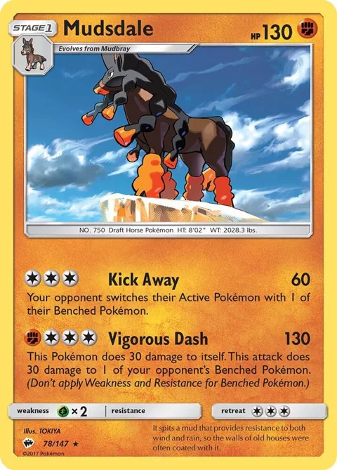 Mudsdale #78/147 Reverse Holofoil Pokémon card from SM - Burning Shadows
