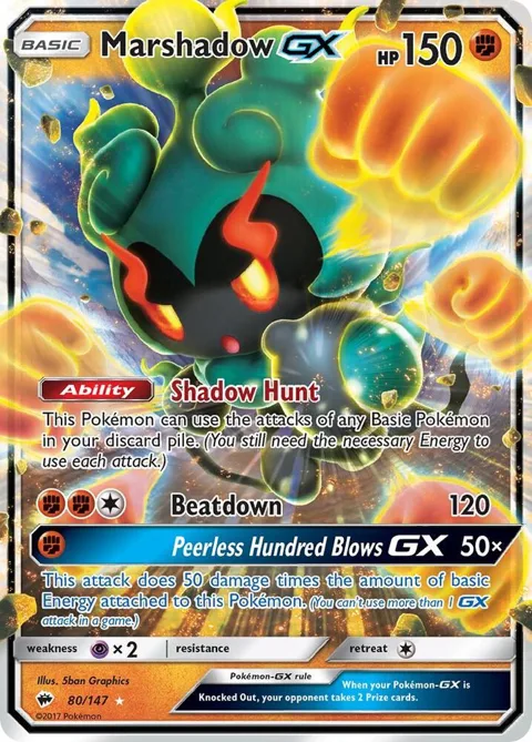 Marshadow GX #80/147 Holofoil Pokémon card from SM - Burning Shadows