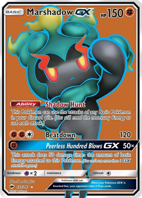 Marshadow GX Full Art #137/147 Holofoil Pokémon card from SM - Burning Shadows