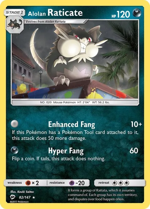 Alolan Raticate #82/147 Reverse Holofoil Pokémon card from SM - Burning Shadows