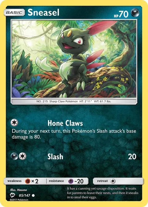 Sneasel #85/147 Reverse Holofoil Pokémon card from SM - Burning Shadows