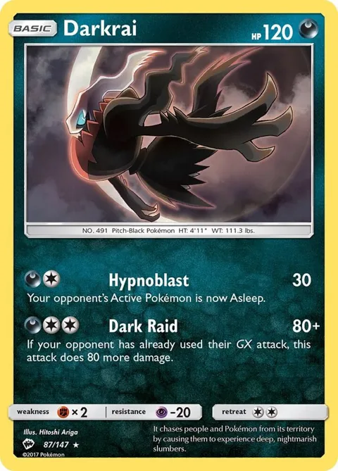Darkrai #87/147 Reverse Holofoil Pokémon card from SM - Burning Shadows