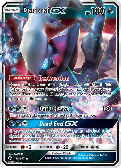 Darkrai GX #88/147 Holofoil Pokémon card from SM - Burning Shadows