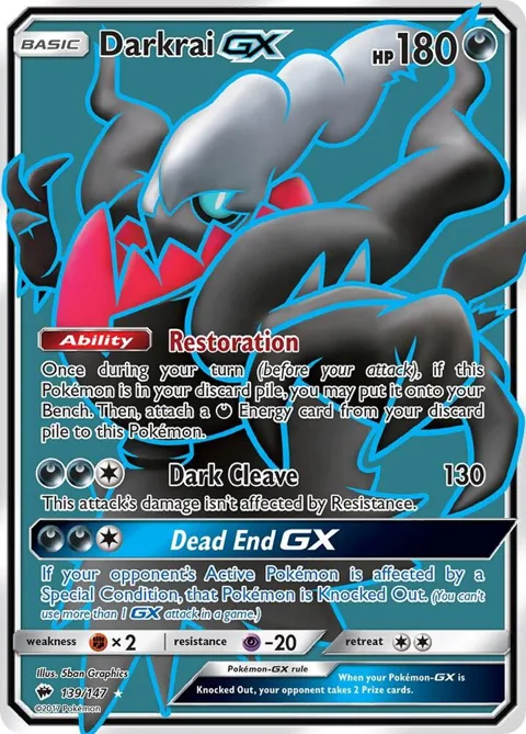 Darkrai GX Full Art #139/147 Holofoil Pokémon card from SM - Burning Shadows