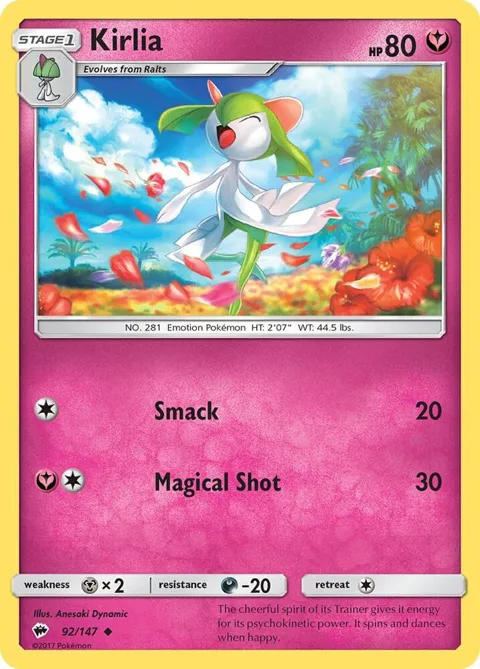 Kirlia #92/147 Pokémon card from SM - Burning Shadows