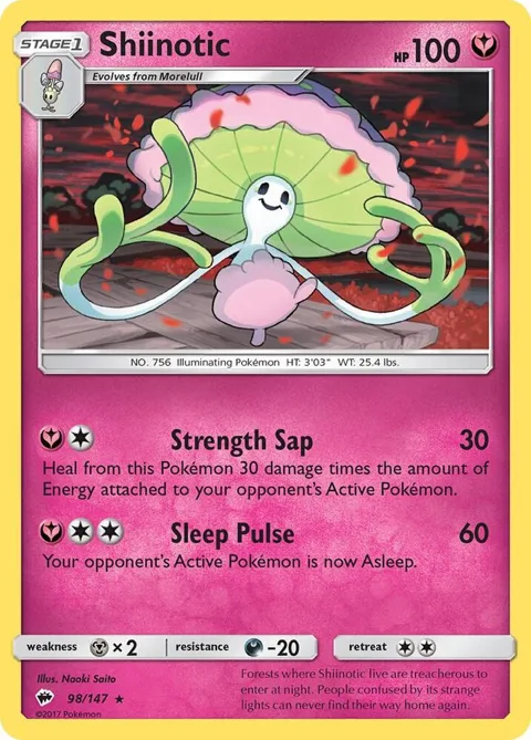 Shiinotic #98/147 Pokémon card from SM - Burning Shadows