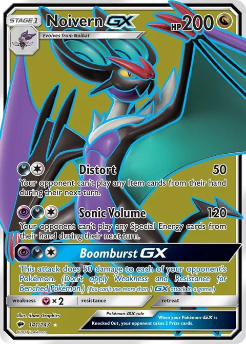 Noivern GX Full Art #141/147 Holofoil Pokémon card from SM - Burning Shadows
