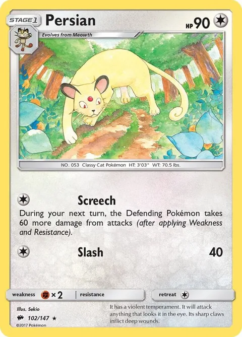 Persian #102/147 Pokémon card from SM - Burning Shadows