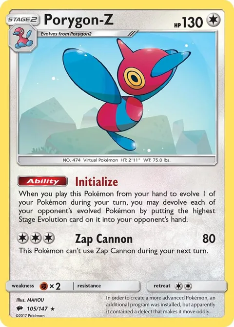 Porygon-Z #105/147 Reverse Holofoil Pokémon card from SM - Burning Shadows