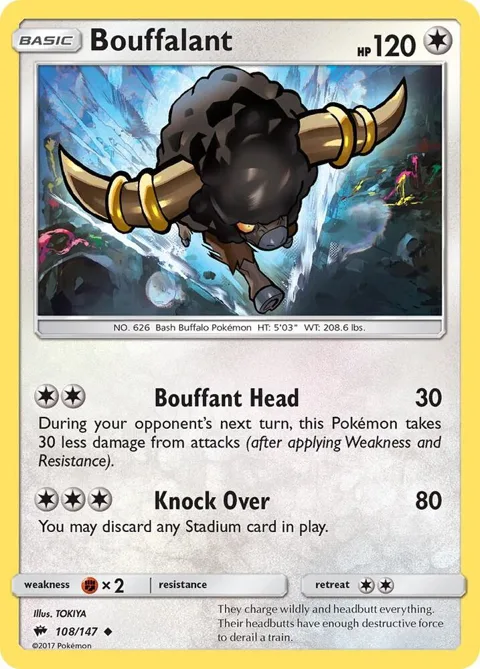 Bouffalant #108/147 Reverse Holofoil Pokémon card from SM - Burning Shadows