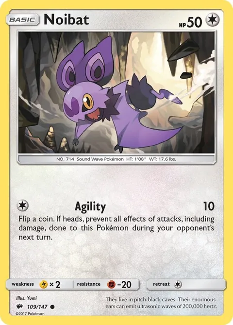 Noibat #109/147 Reverse Holofoil Pokémon card from SM - Burning Shadows