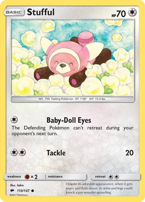 Stufful #110/147 Reverse Holofoil Pokémon card from SM - Burning Shadows