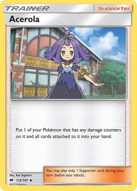 Acerola #112/147 Reverse Holofoil Pokémon card from SM - Burning Shadows