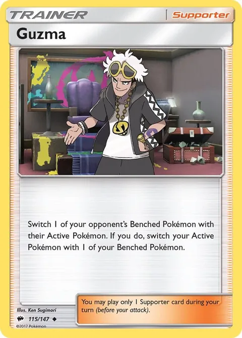 Guzma #115/147 Reverse Holofoil Pokémon card from SM - Burning Shadows
