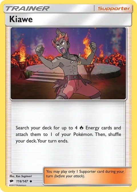 Kiawe #116/147 Reverse Holofoil Pokémon card from SM - Burning Shadows