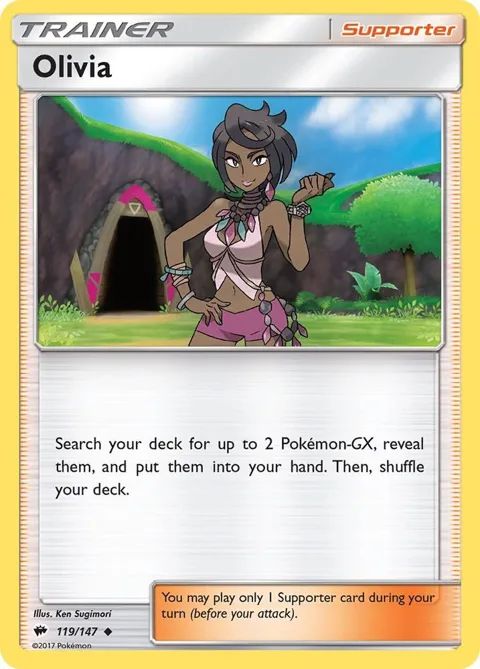 Olivia #119/147 Reverse Holofoil Pokémon card from SM - Burning Shadows