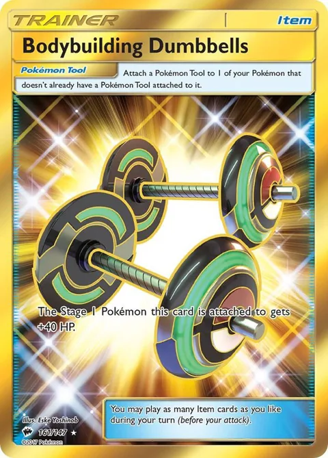 Bodybuilding Dumbbells Secret Rare #161/147 Holofoil Pokémon card from SM - Burning Shadows