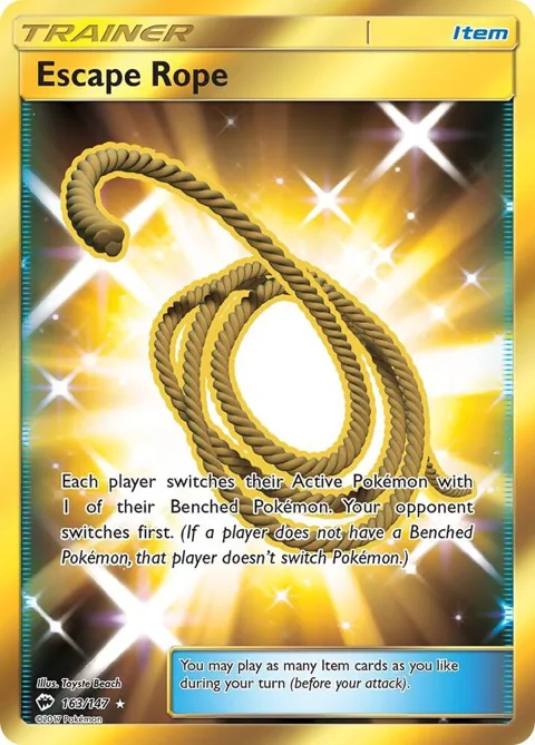 Escape Rope Secret Rare #163/147 Holofoil Pokémon card from SM - Burning Shadows