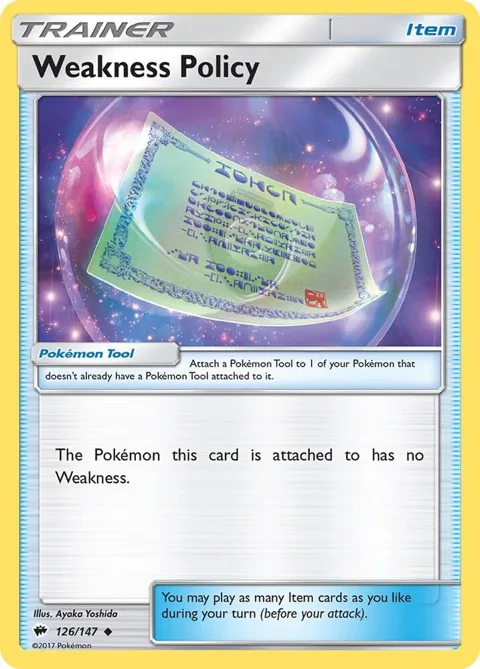 Weakness Policy #126/147 Reverse Holofoil Pokémon card from SM - Burning Shadows