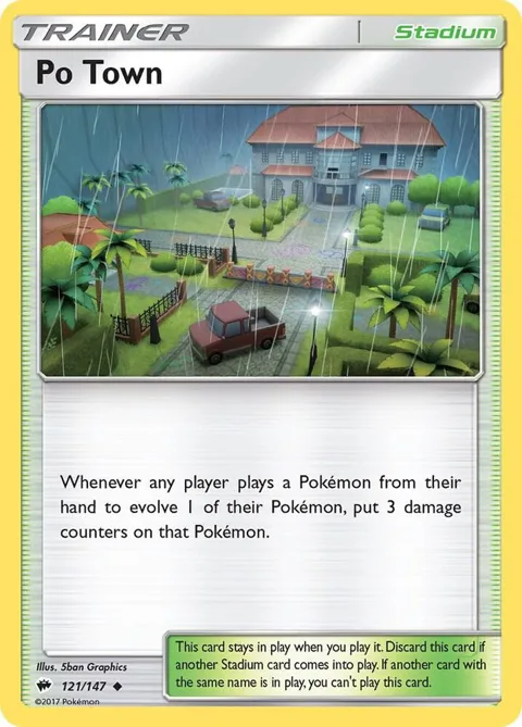 Po Town #121/147 Reverse Holofoil Pokémon card from SM - Burning Shadows