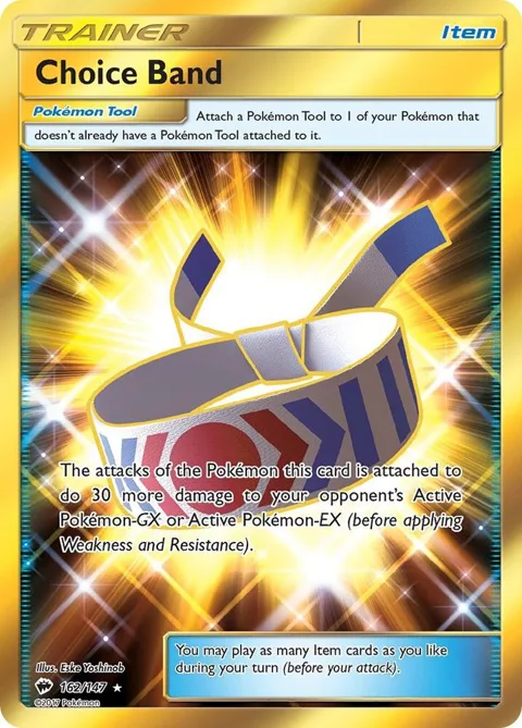 Choice Band Secret Rare #162/147 Holofoil Pokémon card from SM - Burning Shadows