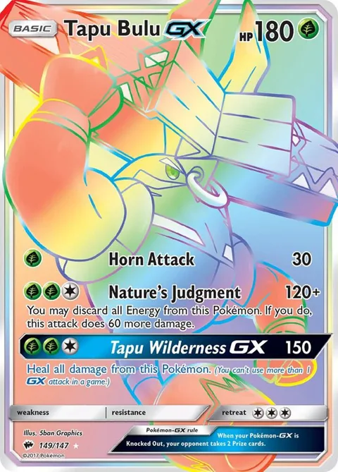 Tapu Bulu GX Secret Rare #149/147 Holofoil Pokémon card from SM - Burning Shadows