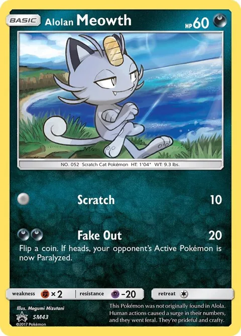 Alolan Meowth #SM43 Holofoil Pokémon card from SM Promos