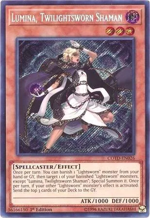 Lumina, Twilightsworn Shaman COTD-EN026 1st Edition Yu-Gi-Oh card from Code of the Duelist