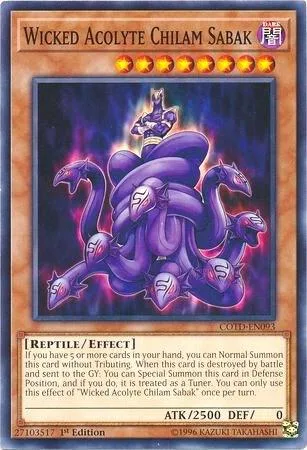 Wicked Acolyte Chilam Sabak COTD-EN093 Unlimited Yu-Gi-Oh card from Code of the Duelist
