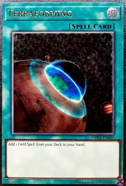 Terraforming Ultimate Rare OP05-EN003 Yu-Gi-Oh card from OTS Tournament Pack 5