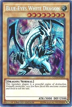 Blue-Eyes White Dragon CT14-EN002 Yu-Gi-Oh card from 2017 Mega-Tins