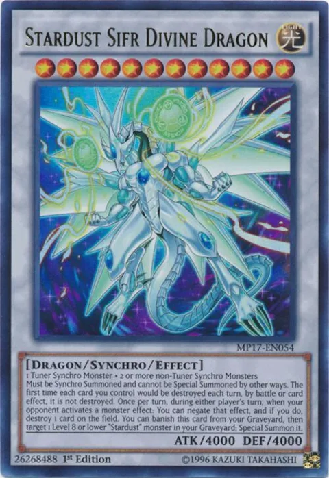 Stardust Sifr Divine Dragon MP17-EN054 Yu-Gi-Oh card from 2017 Mega-Tins Mega Pack